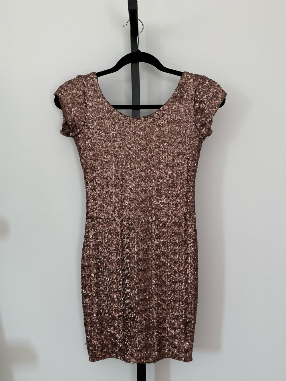 Backstage Rose Gold Sequin Cap-Sleeve Bodycon Dress